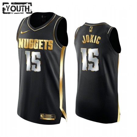 Kinder NBA Denver Nuggets Trikot Nikola Jokic 15 2020-21 Schwarz Golden Edition Swingman